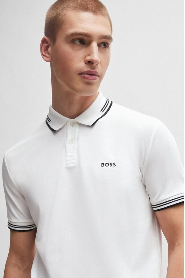 BOSS Green Slim fit poloshirt met labelprint model 'Paul' - Foto 5
