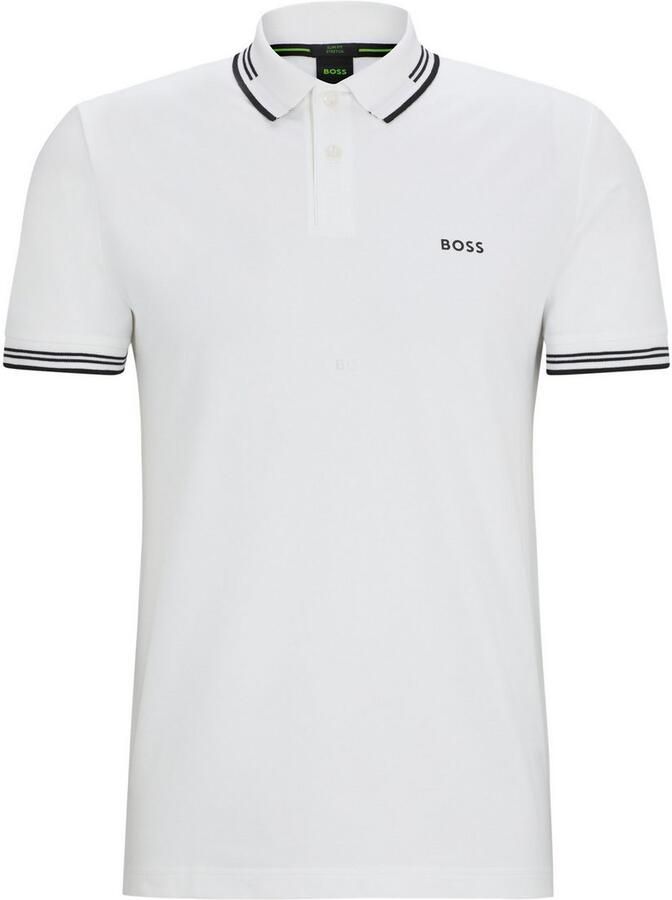 BOSS Green Slim fit poloshirt met labelprint model 'Paul' - Foto 3