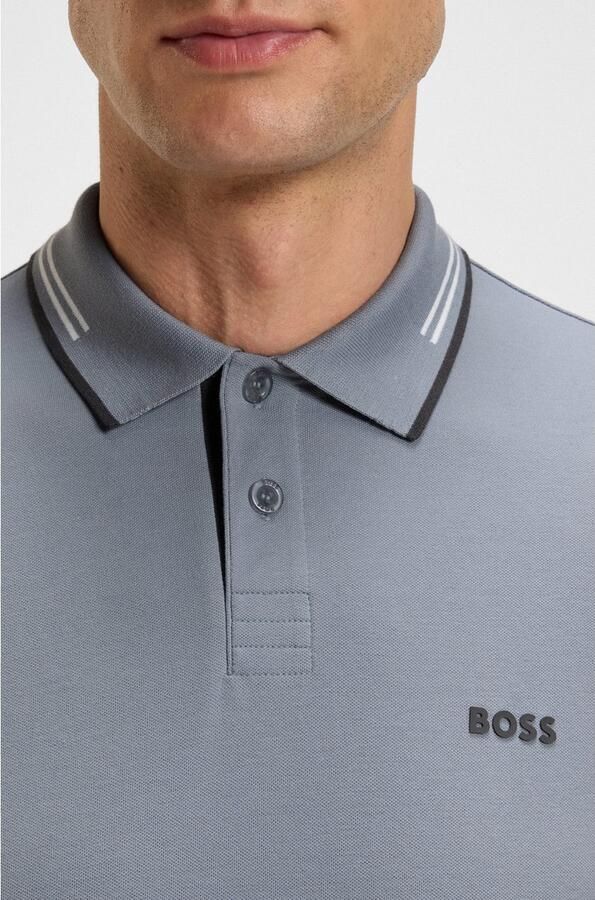 Boss Polo Shirt Korte Mouw Slim Fit Paul Polo Shirt Dark Grey White - Foto 2