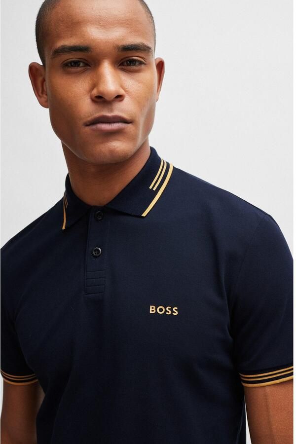 BOSS Green Slim fit poloshirt met labelprint model 'Paul' - Foto 6