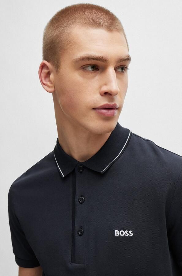 BOSS Green Regular fit poloshirt met labelstitching model 'Paule' - Foto 3