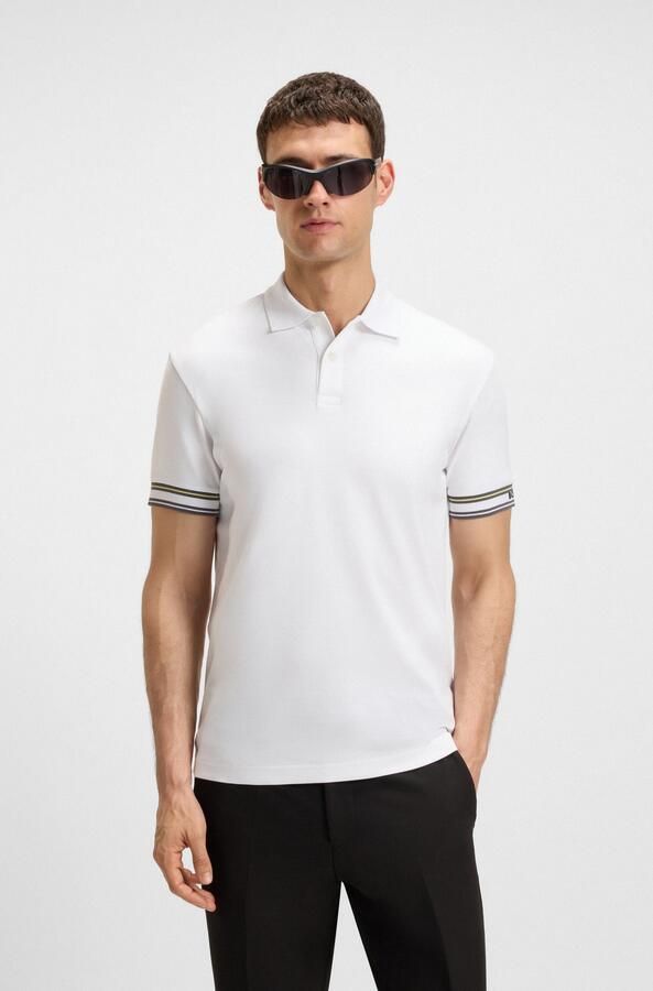BOSS GREEN Poloshirt Polo Zone met piqué-strepen en een logo op de mouw