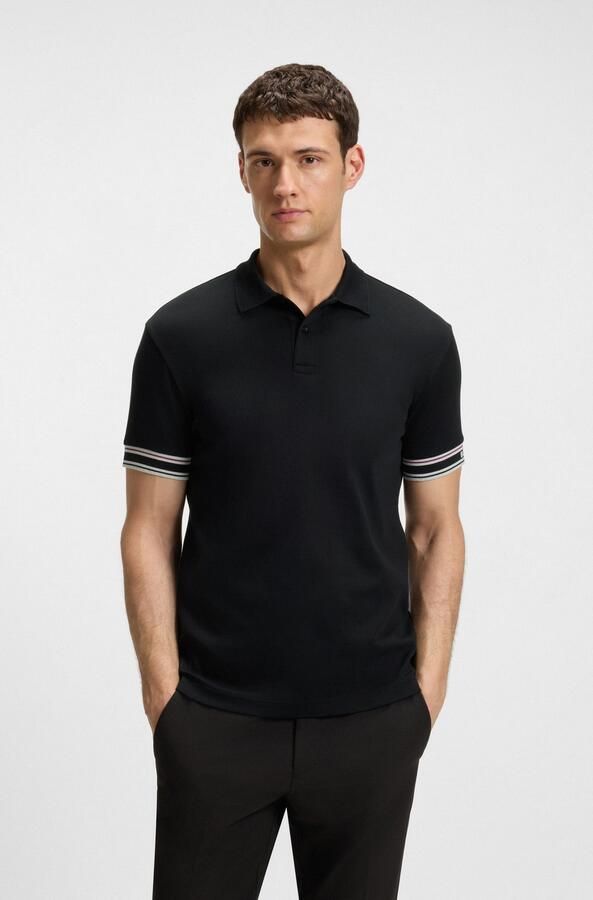 BOSS GREEN Poloshirt Polo Zone met piqué-strepen en een logo op de mouw