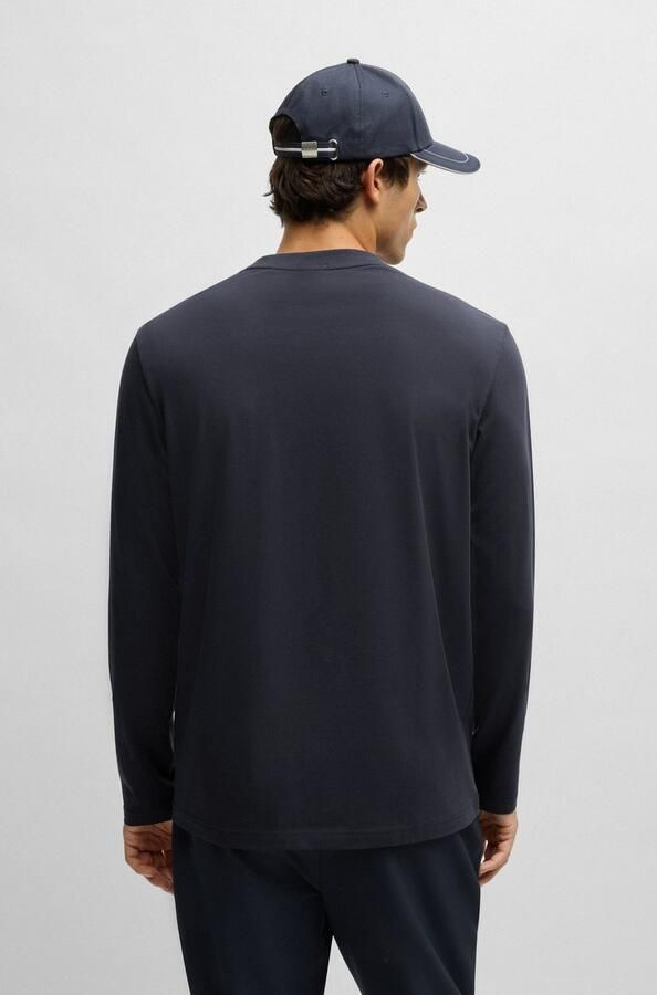 BOSS Green Regular fit shirt met lange mouwen van katoenmix model 'TEE LONG' - Foto 4