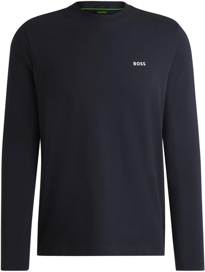 BOSS Green Regular fit shirt met lange mouwen van katoenmix model 'TEE LONG' - Foto 2