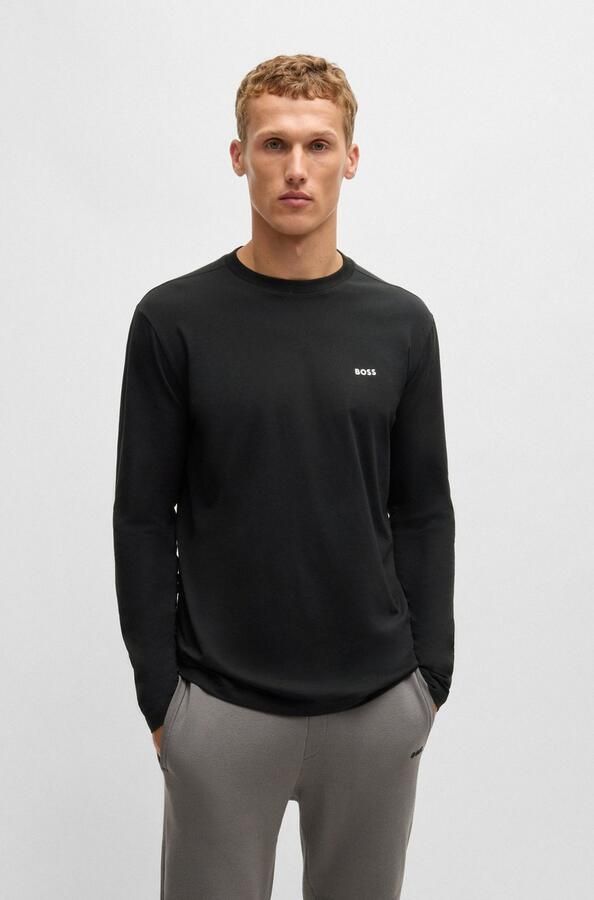 BOSS Green Regular fit shirt met lange mouwen van katoenmix model 'TEE LONG' - Foto 6