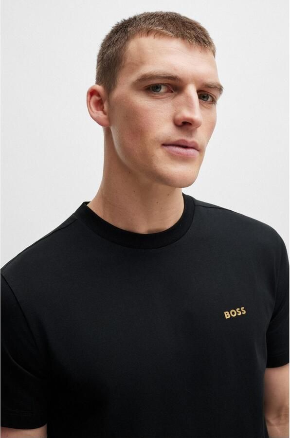 BOSS GREEN Shirt met ronde hals Thee met gegomd contrast-logo - Foto 5