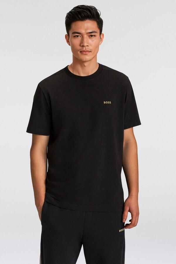 BOSS GREEN Shirt met ronde hals Thee met gegomd contrast-logo - Foto 4