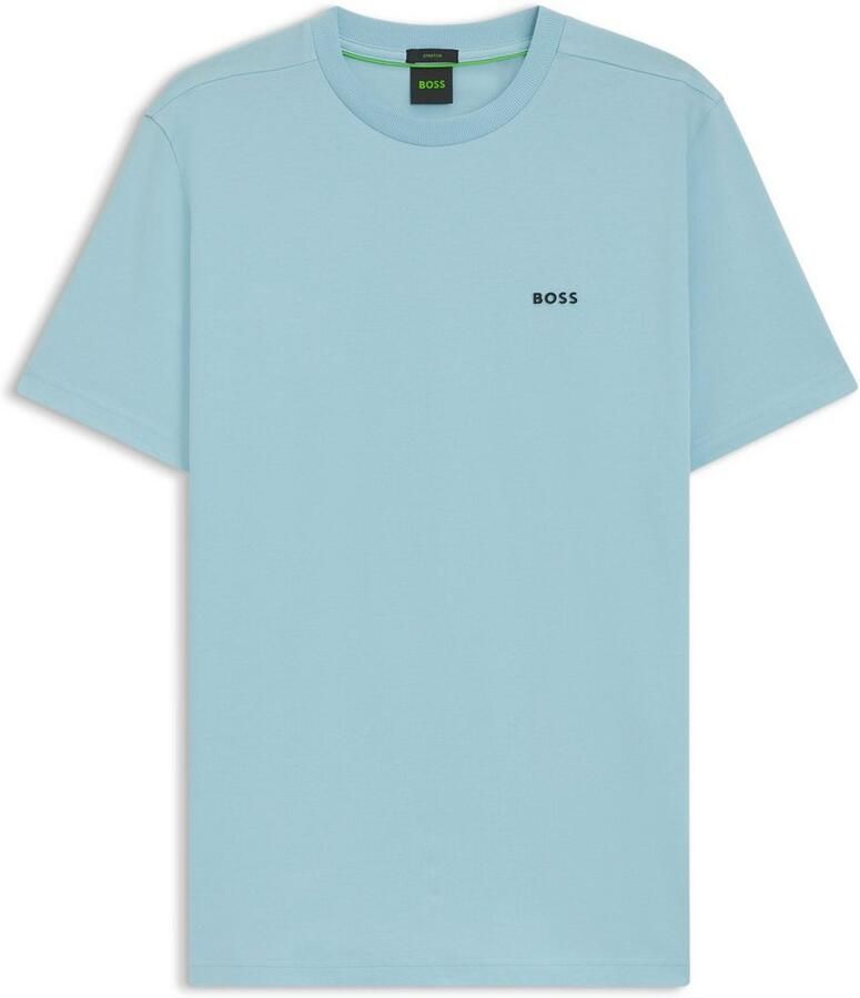 BOSS GREEN Shirt met ronde hals Thee met gegomd contrast-logo