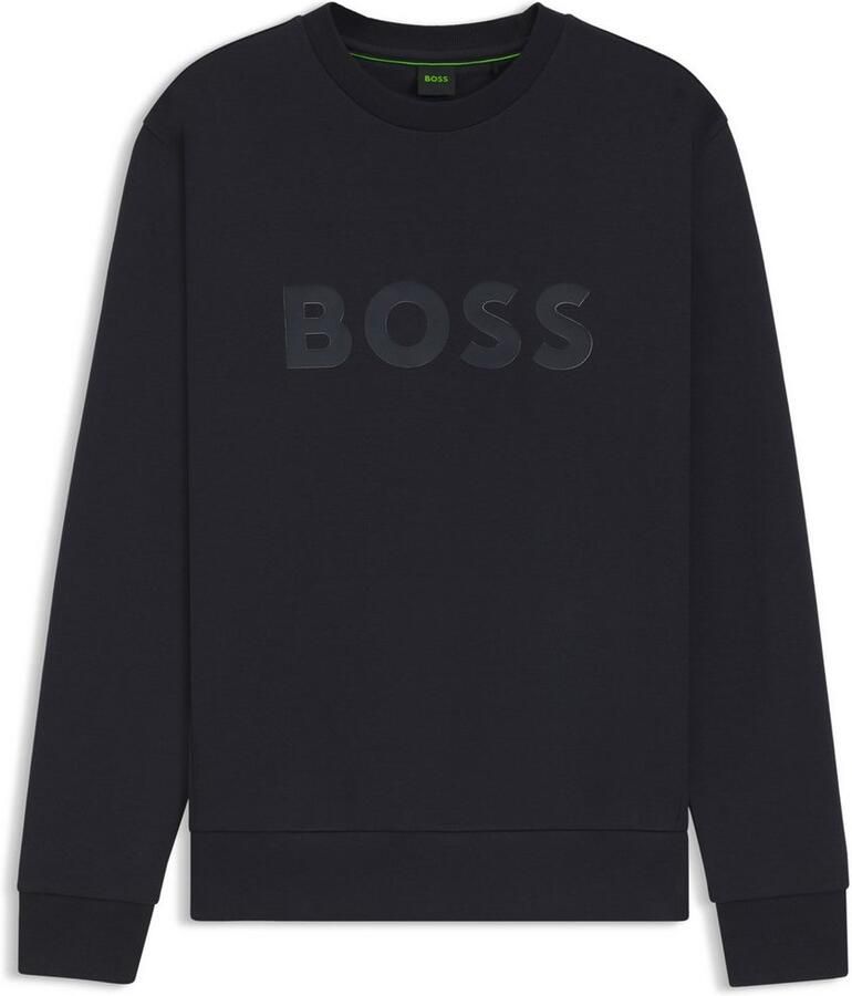 Hugo Boss Blauwe Crew Neck Sweater met Bedrukt Logo Blue Heren