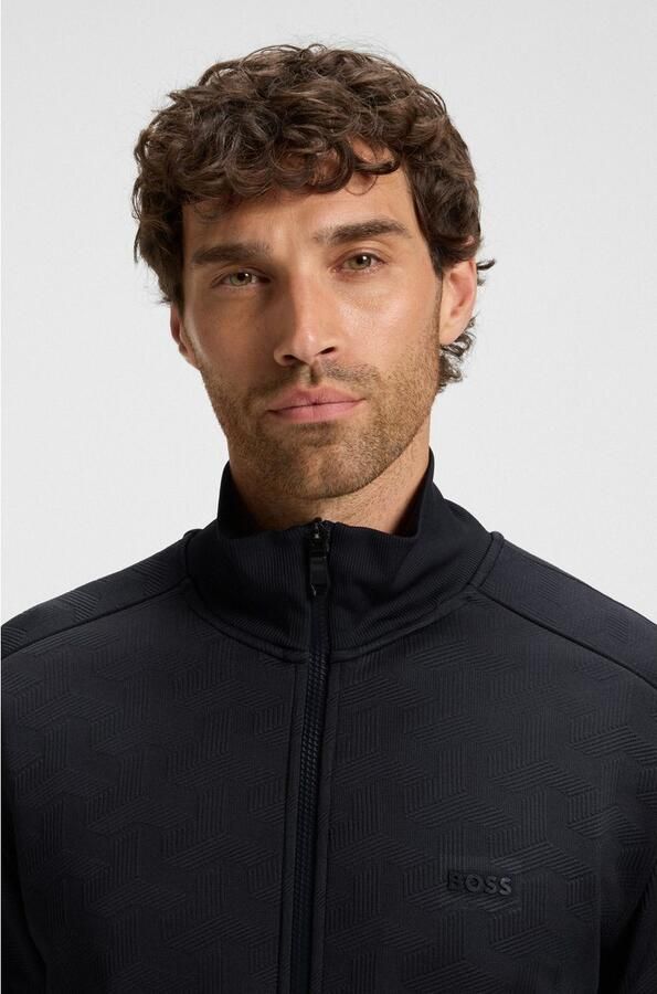 BOSS GREEN Sweatvest Mirror Platte gebreide kraag regular fit ritssluiting gewatteerde jacquard - Foto 2
