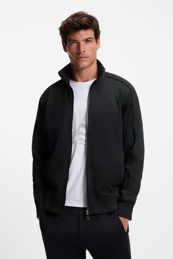 BOSS GREEN Sweatvest Mirror Platte gebreide kraag regular fit ritssluiting gewatteerde jacquard - Foto 5