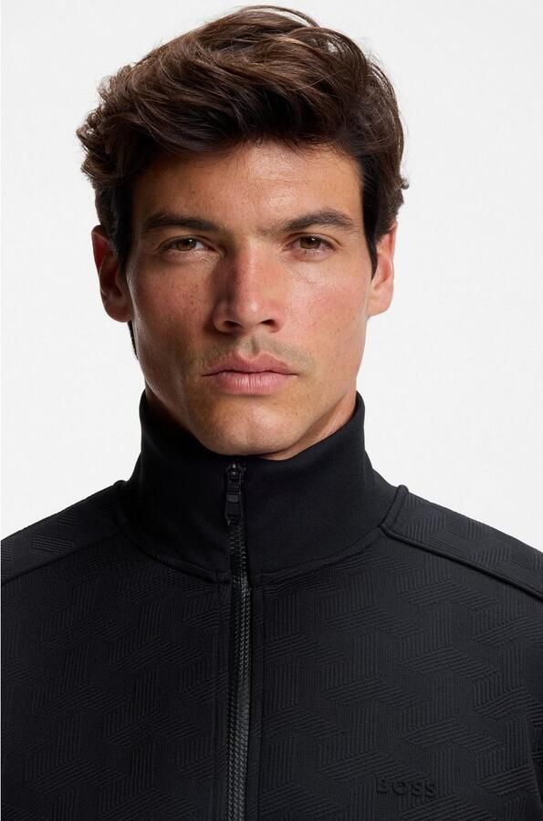 BOSS GREEN Sweatvest Mirror Platte gebreide kraag regular fit ritssluiting gewatteerde jacquard - Foto 2