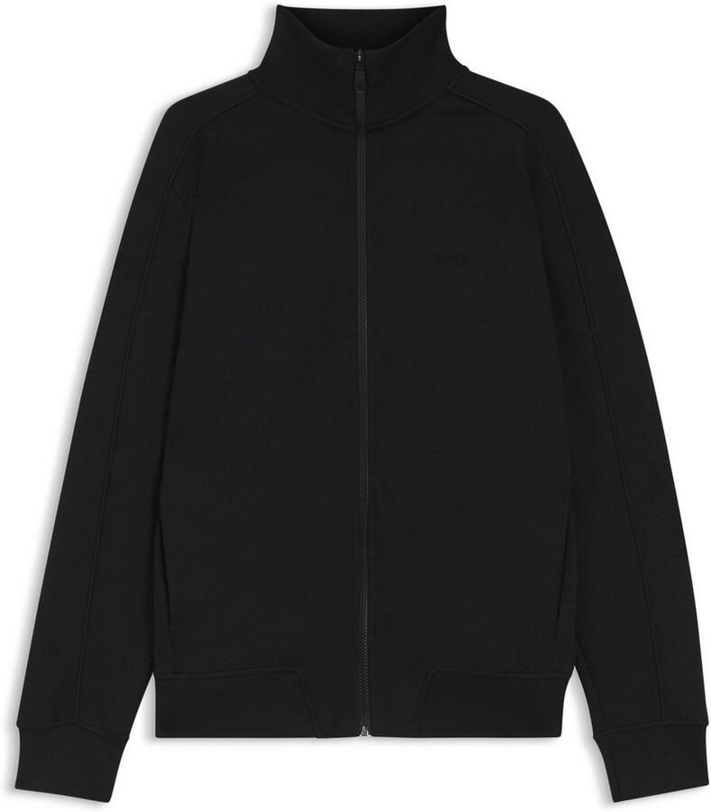 BOSS GREEN Sweatvest Mirror Platte gebreide kraag regular fit ritssluiting gewatteerde jacquard