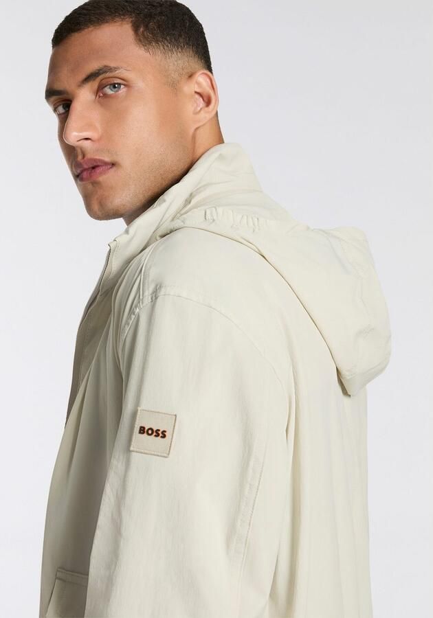 Boss Orange Allweatherjack Ohice waterafstotende capuchon opbergbaar afneembaar gebreide chetten opstaande kraag - Foto 3