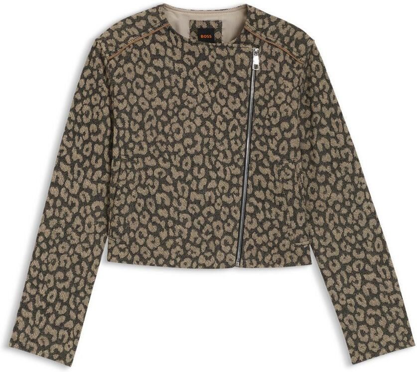 Boss Orange Bikerjack Jaleo premium damesmode in cropped-lengte leo-jacquard