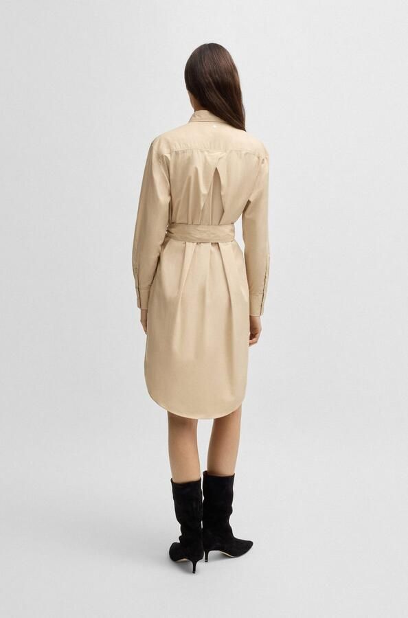 Boss Orange Knielange jurk met strikceintuur model 'Delegant' - Foto 3