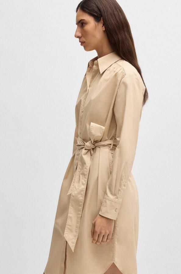 Boss Orange Knielange jurk met strikceintuur model 'Delegant' - Foto 4