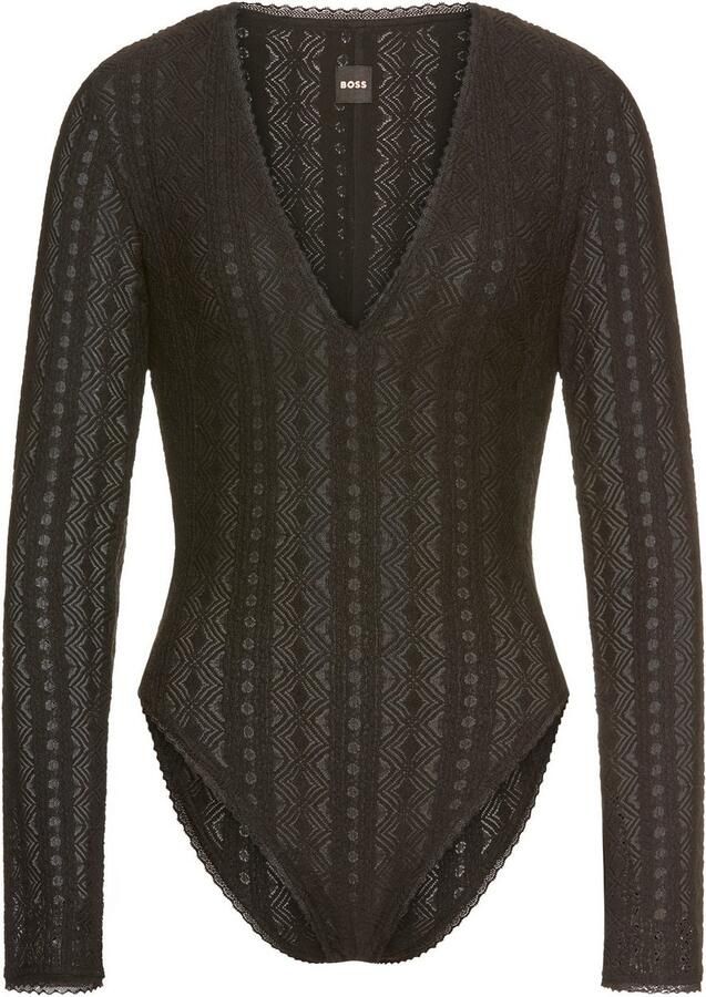 Boss Orange Body met lange mouwen Ikylia Premium Damesmode met v-hals en kanten afwerking