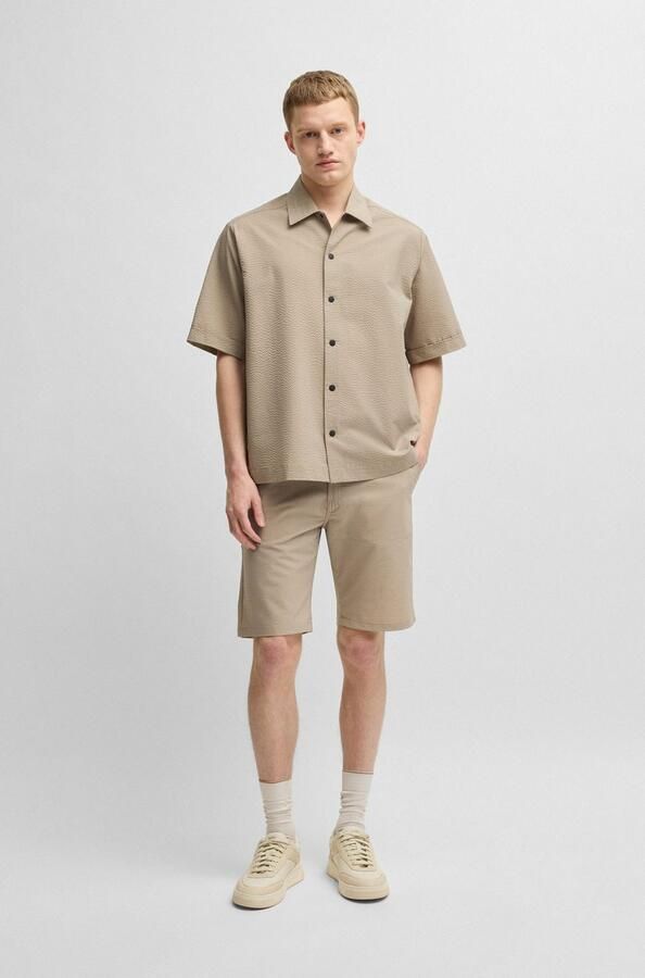 Boss Orange Tapered fit korte chino met structuurmotief - Foto 5