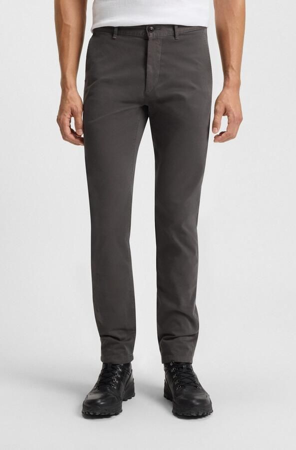 Boss Orange Slim Fit Satijnen Chino Broek Gray Heren - Foto 13