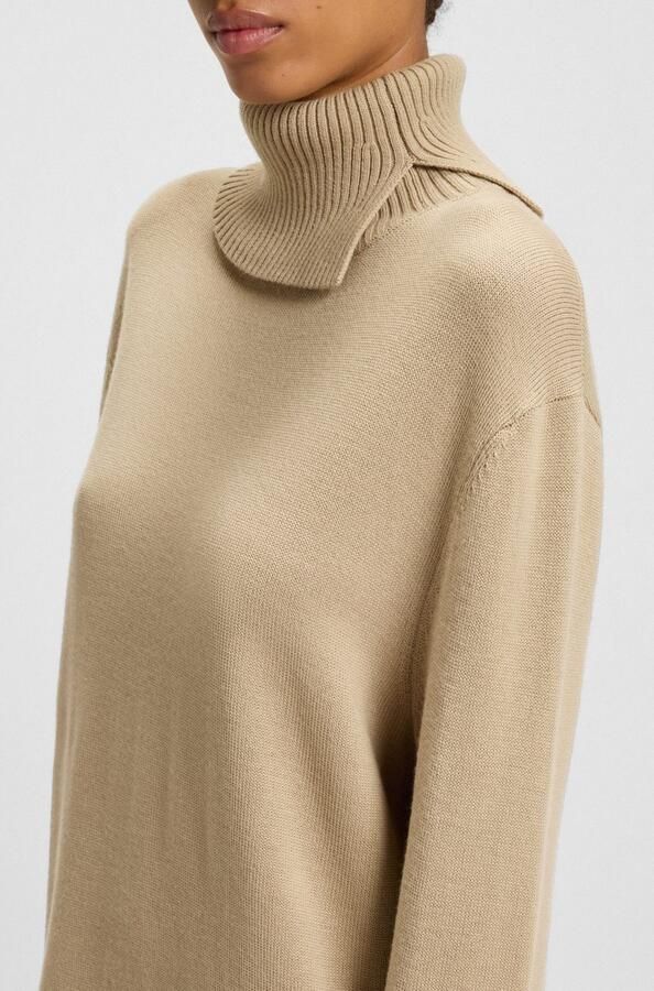 Boss Orange Gebreide jurk Feringatessa Premium Damesmode Relaxed Fit met splitdetails Turtle Neck - Foto 3