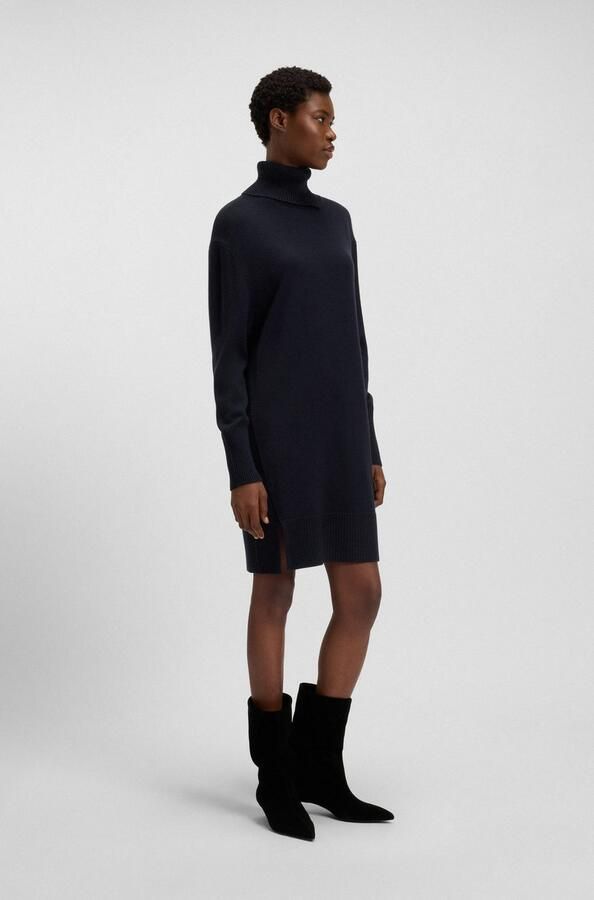 Boss Orange Gebreide jurk Feringatessa Premium Damesmode Relaxed Fit met splitdetails Turtle Neck - Foto 3