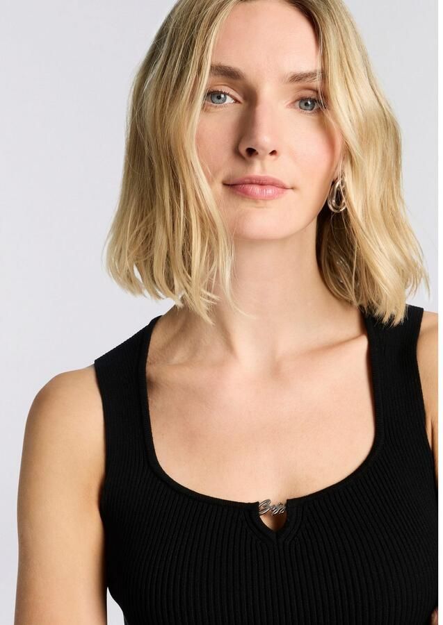 Boss Orange Gebreide top Fiura premium damesmode Slim Fit met split halslijn