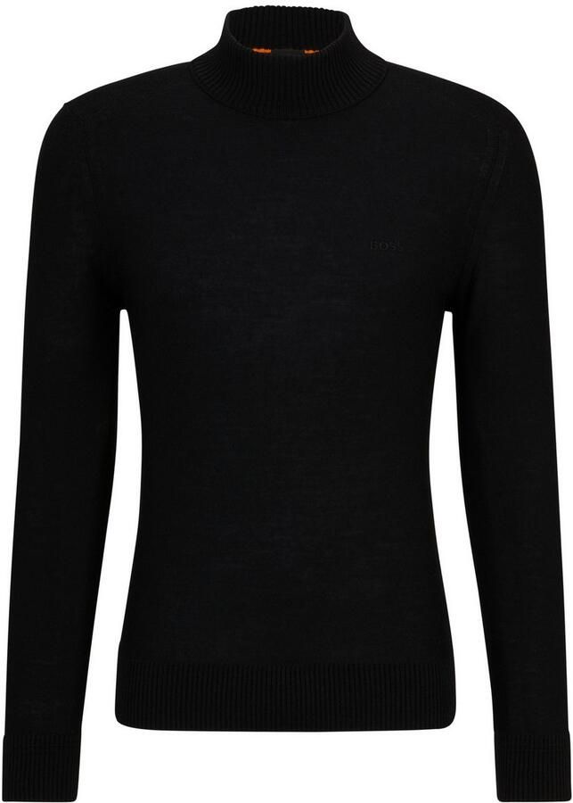 Hugo Boss Zwarte Merinowollen Coltrui van Orange Zwart Heren