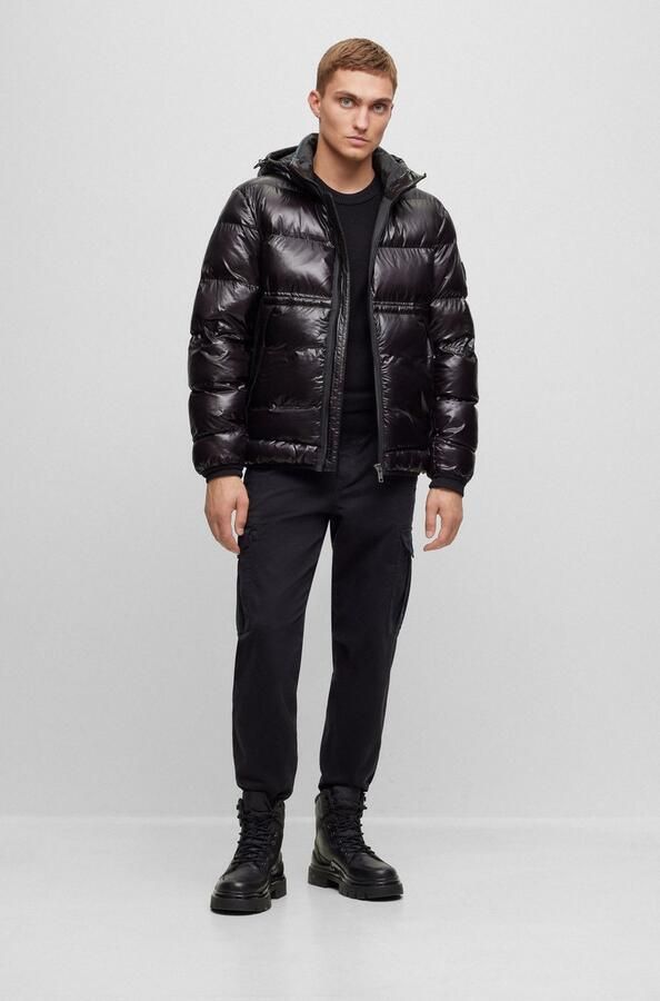 Boss Heren Katoenen Trui met Geribbelde Kraag Black Heren - Foto 7