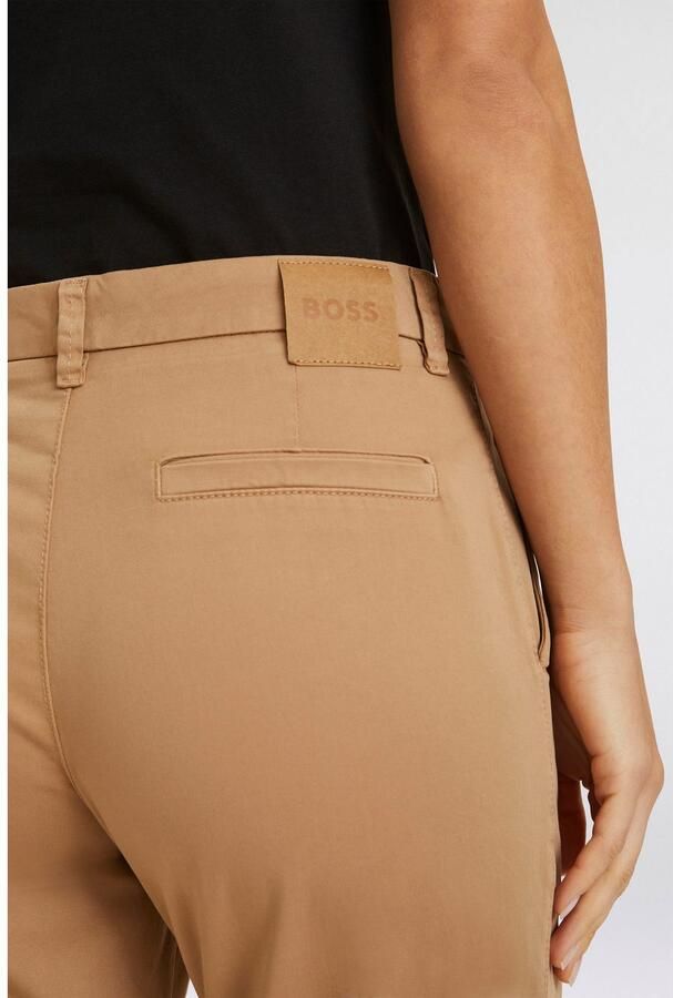 Boss Orange Geweven broek Tachini Premium Damesmode met leren merklabel aan de achterkant van de tailleband