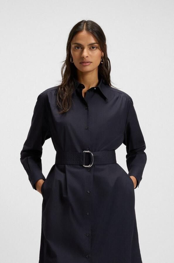 Boss Orange Jurk met overhemdkraag Delegant Premium Damesmode met riem met d-ringsluiting - Foto 3