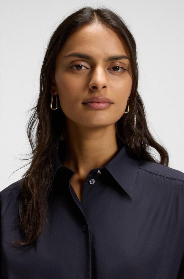 Boss Orange Jurk met overhemdkraag Delegant Premium Damesmode met riem met d-ringsluiting