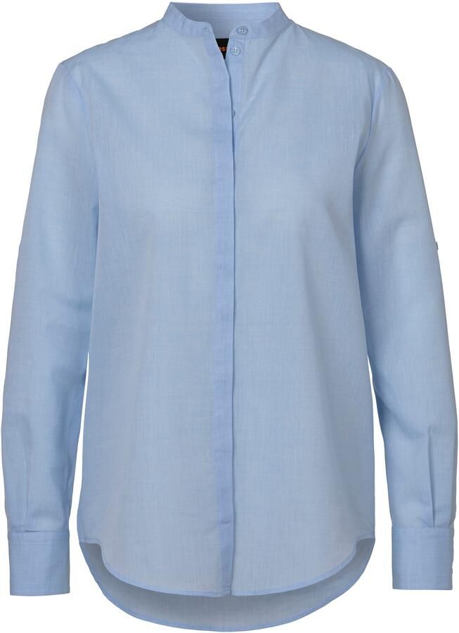 Boss Orange Klassieke blouse Befelize Premium Damesmode Chambray kwaliteit staande kraag