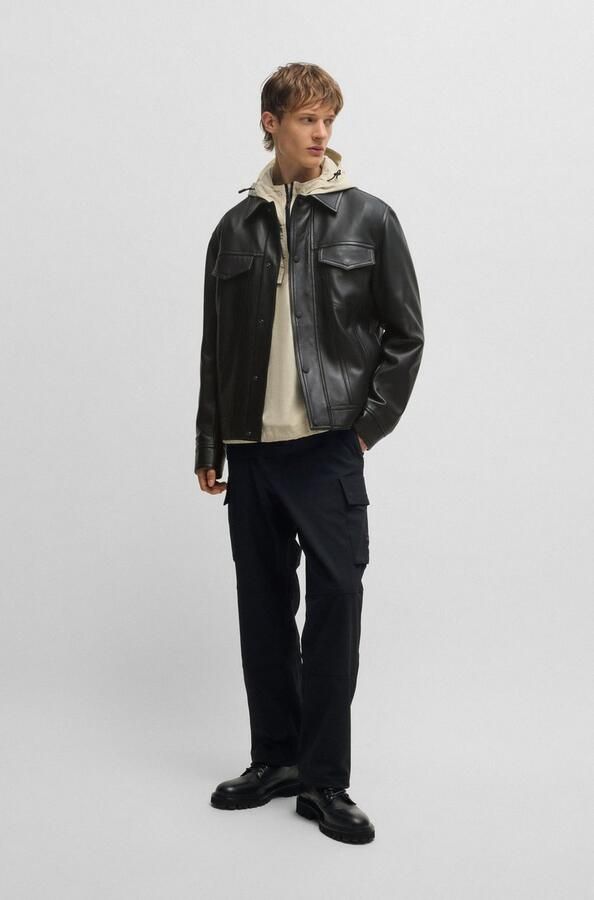 Boss Orange Leren jack met paspelzakken op de borst model 'Jocruz' - Foto 6