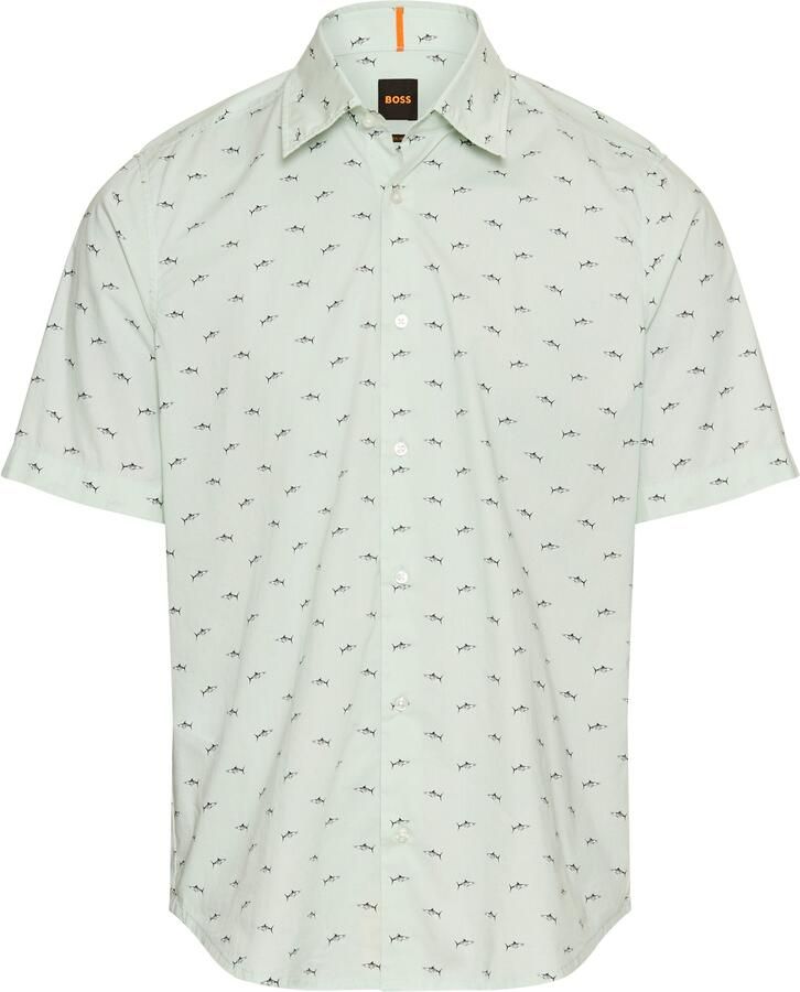 Boss Orange Overhemd met korte mouwen Rash met doorlopende logo-print