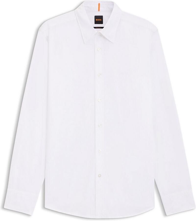 Hugo Boss Witte Regular Fit Overhemd met Geborduurd Logo White Heren