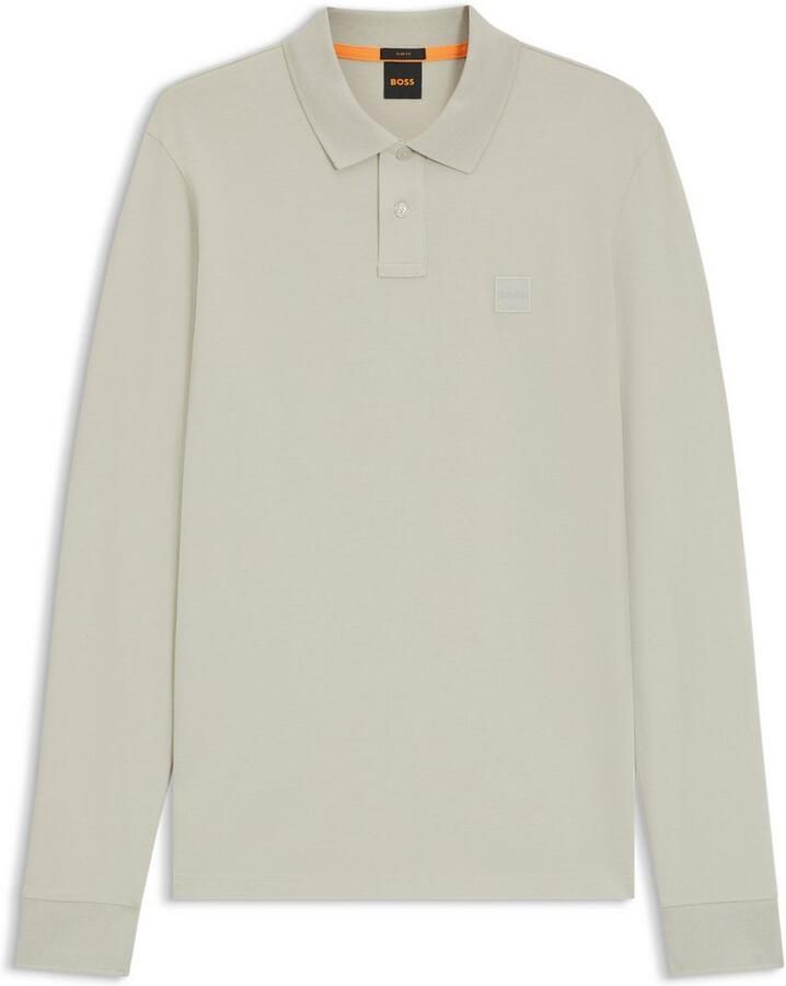 Boss Orange Slim fit poloshirt met labelbadge model 'Passerby' - Foto 6