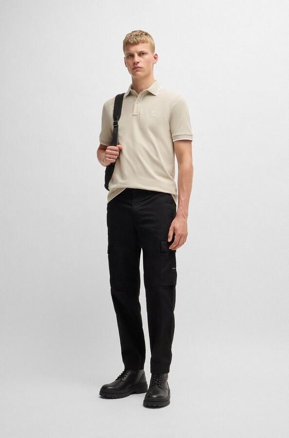 BOSS slim fit polo PASSERTIP met contrastbies light beige - Foto 7