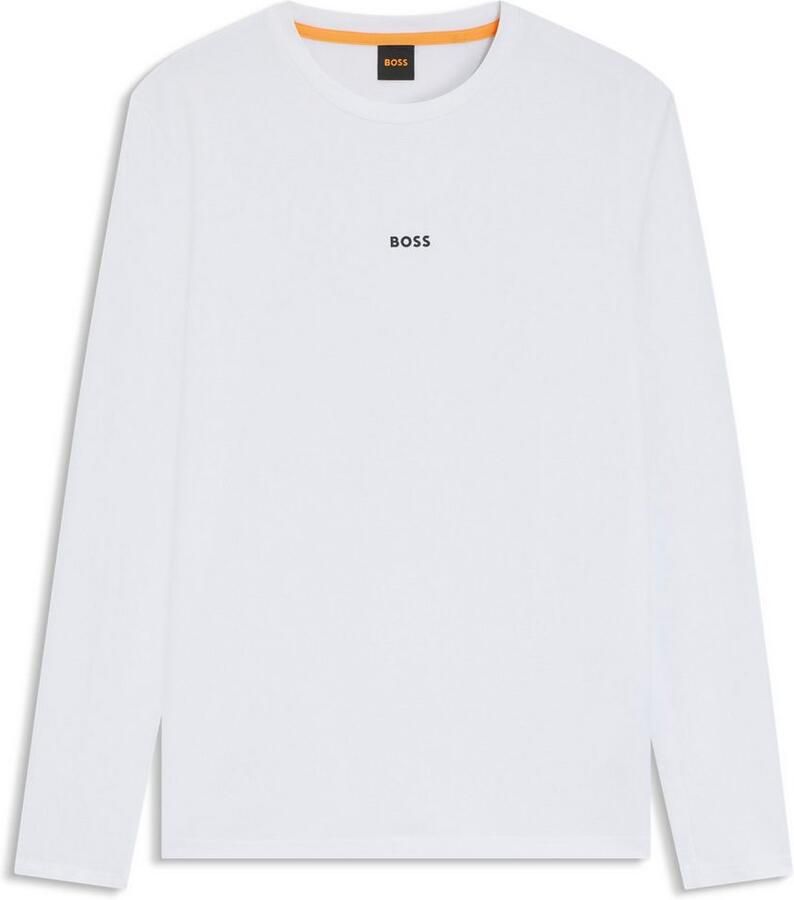 Hugo Boss Maglia regular fit in cotone elasticizzato con logo a contrasto uomo Boss Tchark 50473286 Bianco Wit Heren