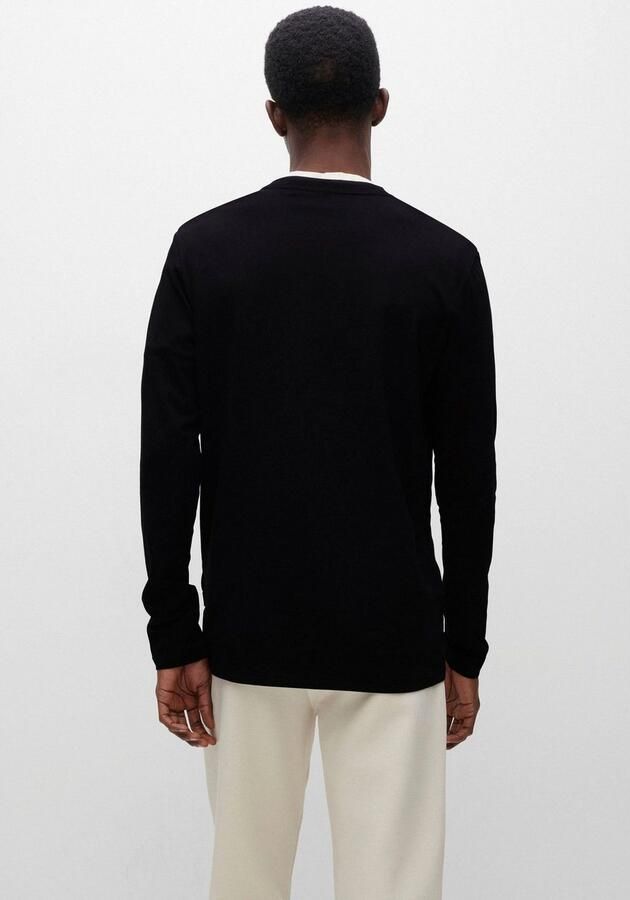 Hugo Boss Maglia regular fit in cotone elasticizzato con logo a contrasto uomo Boss Tchark 50473286 Nero Zwart Heren - Foto 10