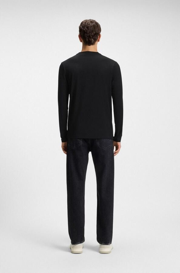 Hugo Boss Maglia regular fit in cotone elasticizzato con logo a contrasto uomo Boss Tchark 50473286 Nero Zwart Heren - Foto 7