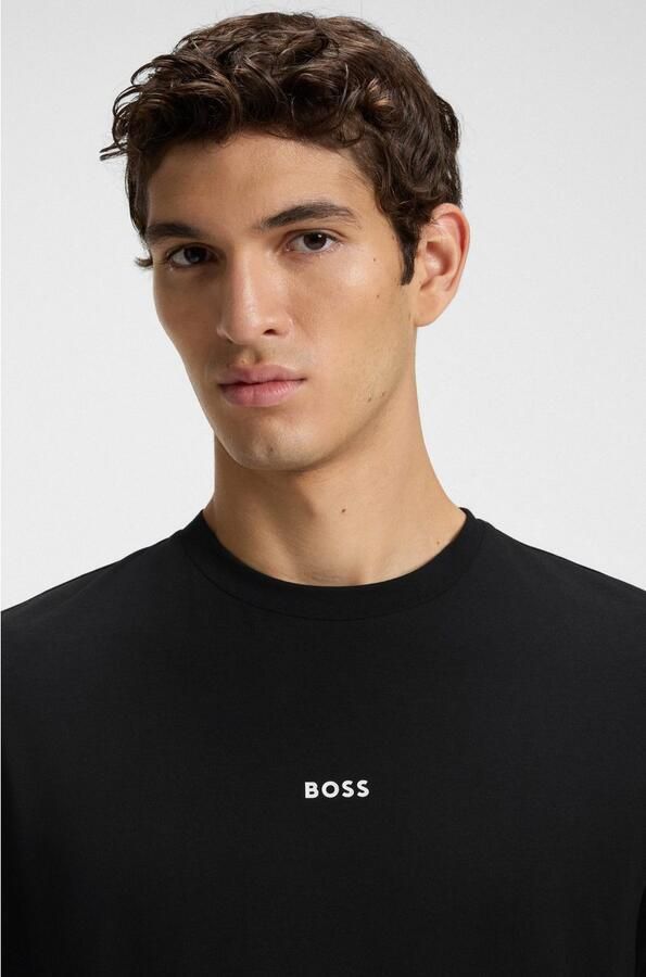 Hugo Boss Maglia regular fit in cotone elasticizzato con logo a contrasto uomo Boss Tchark 50473286 Nero Zwart Heren - Foto 6