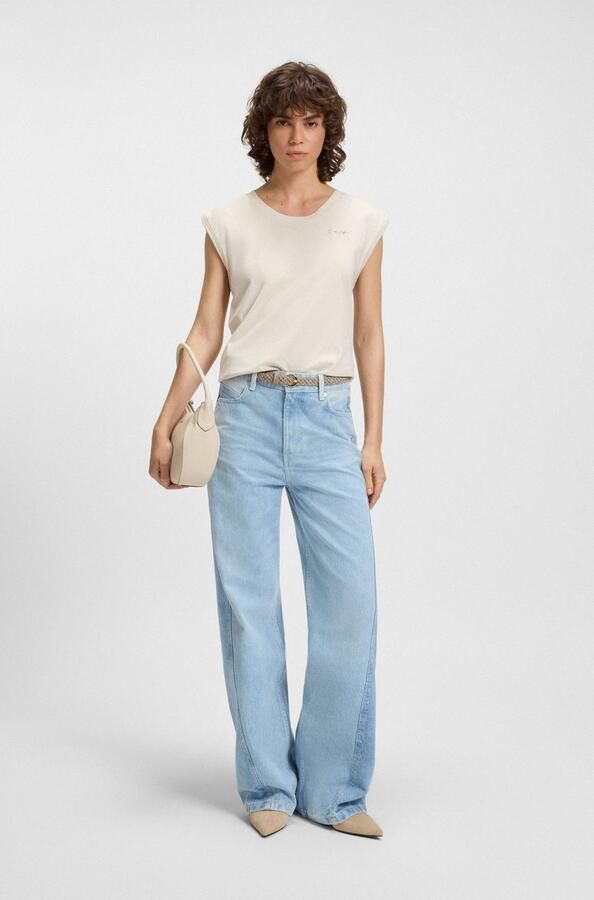 Boss Orange Shirt met ronde hals Elai premium damesmode in relaxed fit mouwloos - Foto 3