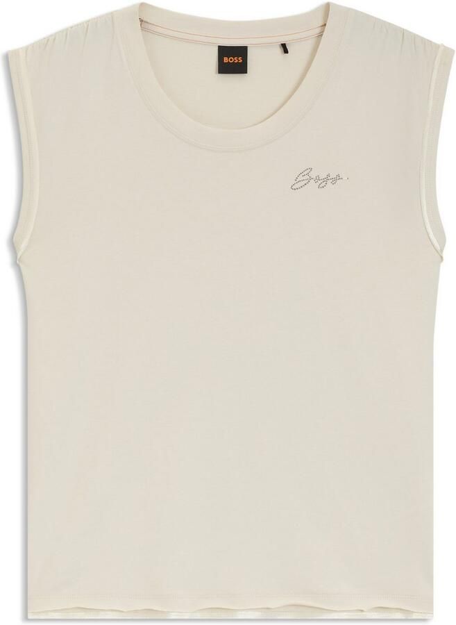 Boss Orange Shirt met ronde hals Elai premium damesmode in relaxed fit mouwloos