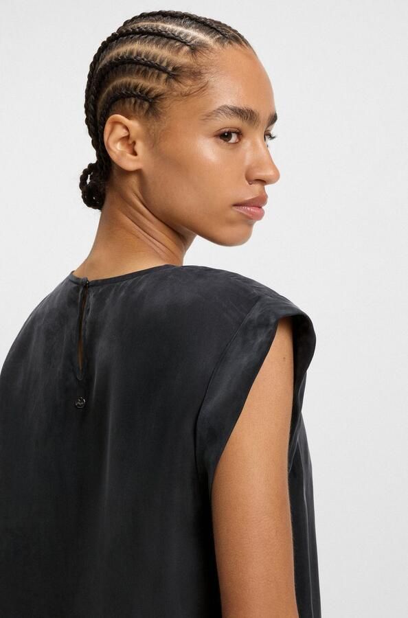 Boss Orange Regular fit blousetop van een mix van cupro en viscose - Foto 3