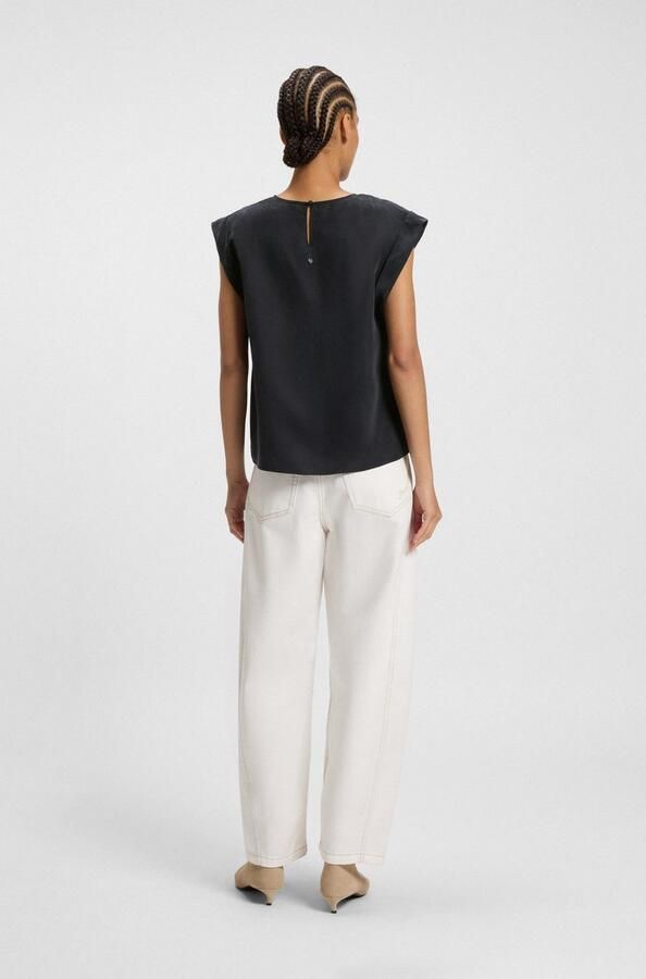 Boss Orange Regular fit blousetop van een mix van cupro en viscose - Foto 5