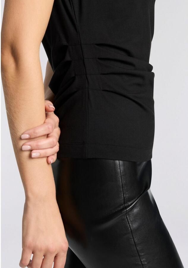 Boss Orange Shirttop Enima Premium Damesmode met waterval kraag en gerimpelde details