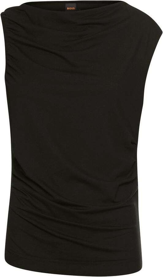 Boss Orange Shirttop Enima Premium Damesmode met waterval kraag en gerimpelde details - Foto 4