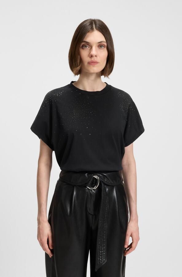 Boss Orange T-shirt Emason Hotfix Premium Damesmode Oversized fit met ronde hals glitterapplicatie - Foto 6